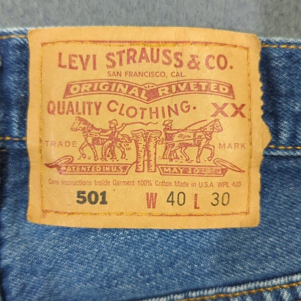 Levi's Vtg Jeans Mens 40x30 Fits 38x29 Blue 501 Straight Button Fly USA Made 90s